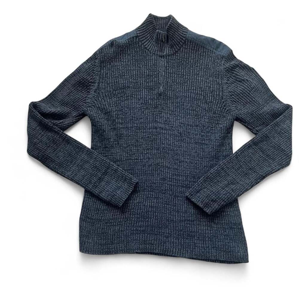Calvin Klein Jeans Grey Quarter Zip Ribbed Sweater XL